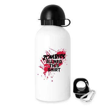 zombies runied this shirt - zombie blood bloody - Drinks Bottle with Lid 500 ml - white - Right