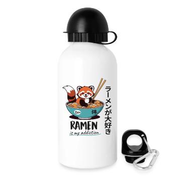 Cute Red Panda in Ramen Bowl - Drinks Bottle with Lid 500 ml - white - Right