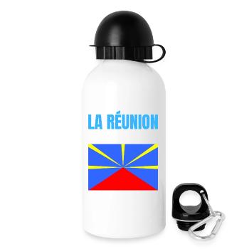 T-shirt drapeau La Réunion volcan - Gourde avec bouchon 500 ml - blanc - Droite