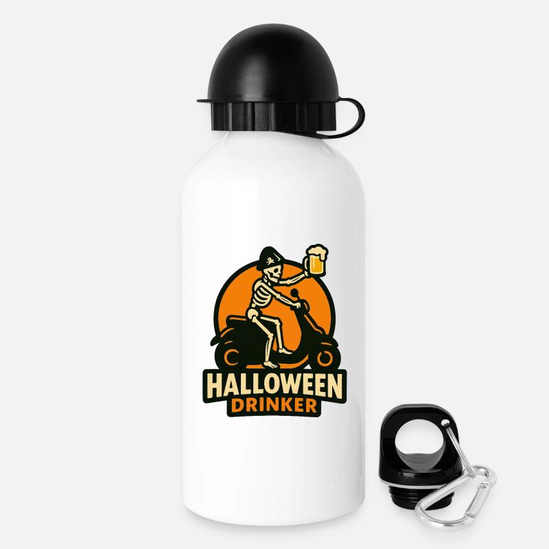 Skeleton Drinker Halloween - Drinks Bottle with Lid 500 ml - white