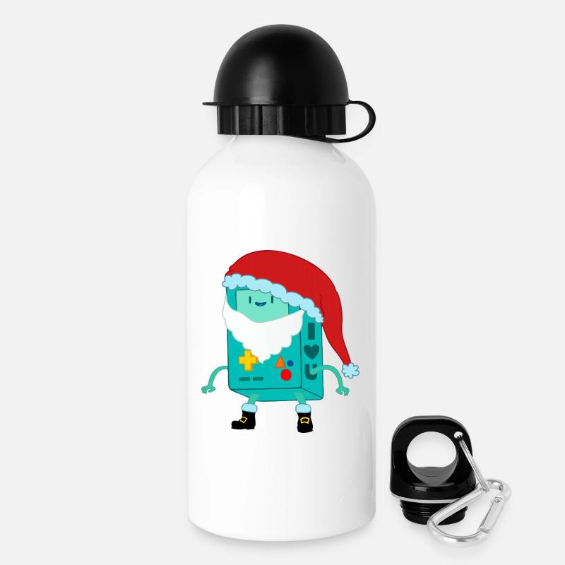 Console de jeu rétro avec un chapeau de Père Noël - Gourde avec bouchon 500 ml - blanc