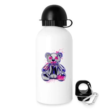 Gothic Teddy Bear with Graffiti Neon Look - Drinks Bottle with Lid 500 ml - white - Right