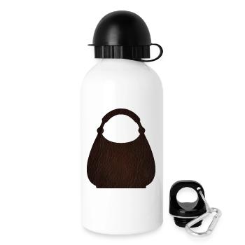 Brown Leather Bag Texture - Drinks Bottle with Lid 500 ml - white - Right