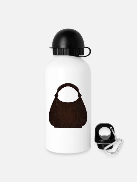Texture du sac en cuir marron - Gourde avec bouchon 500 ml - blanc