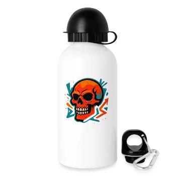 Bunter Totenkopf Street Art Motiv - Trinkflasche mit Deckel 500 ml - Weiß - Rechts