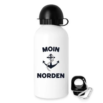 Moin Norden – Maritimes Anker-Design - Trinkflasche mit Deckel 500 ml - Weiß - Rechts