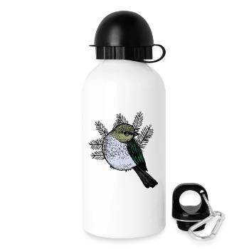 Dessin d’oiseaux avec des branches de sapin - Gourde avec bouchon 500 ml - blanc - Droite