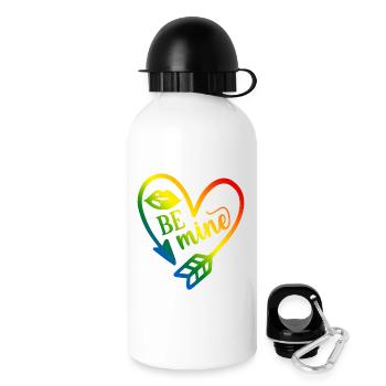 Valentinstag T-Shirt be mine Valentinstag - Trinkflasche mit Deckel 500 ml - Weiß - Rechts
