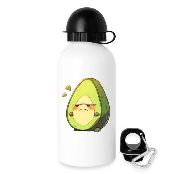 Wütende Avocado Cartoon Design - Trinkflasche mit Deckel 500 ml - Weiß - Rechts