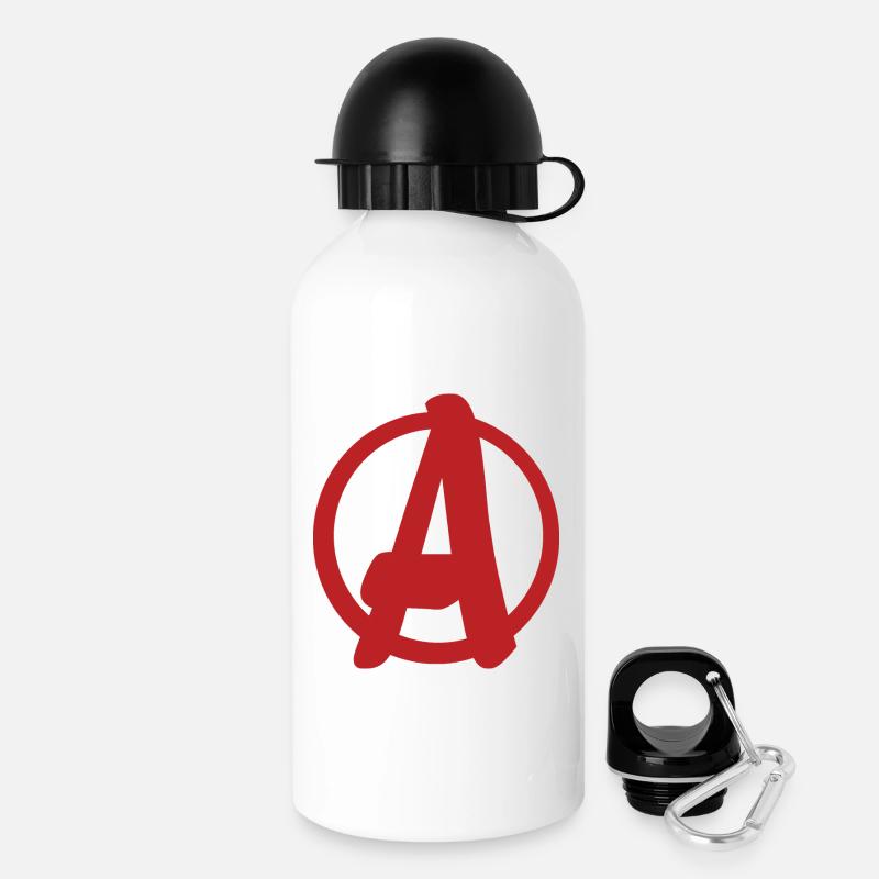 Cooles, einfaches A-Logo - Trinkflasche mit Deckel 500 ml - Weiß