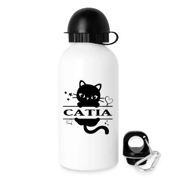 T-Shirt Catia T-Shirt Katze Katze Katze Chat - Trinkflasche mit Deckel 500 ml - Weiß - Rechts