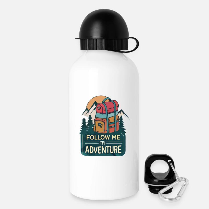 Adventure Backpack Mountains Forest - Drinks Bottle with Lid 500 ml - white