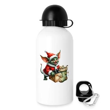 Lutin de Noël vert avec sac - Gourde avec bouchon 500 ml - blanc - Droite