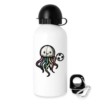 Qualle Fußball Comic - Trinkflasche mit Deckel 500 ml - Weiß - Rechts