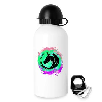Pferdekopf Neon Kreislauf - Trinkflasche mit Deckel 500 ml - Weiß - Rechts