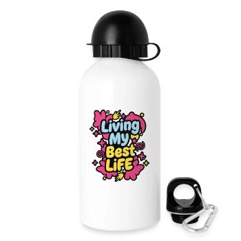 Living My Best Life – Streetwear-Pop-Ästhetik - Trinkflasche mit Deckel 500 ml - Weiß - Rechts