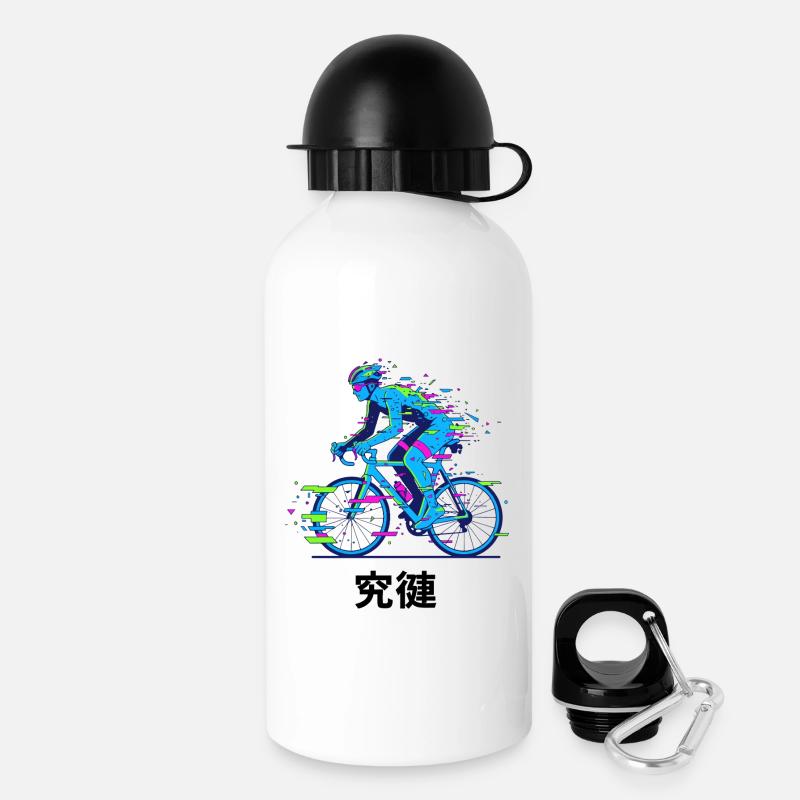 Neon Glitch Cyclist - Drinks Bottle with Lid 500 ml - white