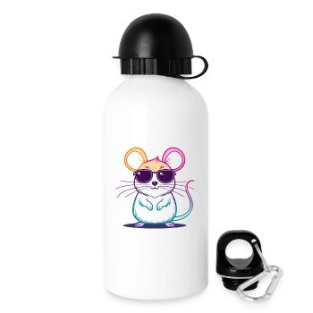 Regenbogen-Maus-Brille - Trinkflasche mit Deckel 500 ml - Weiß - Rechts