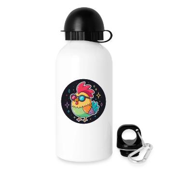 Poulet Retro Lunettes Neon - Gourde avec bouchon 500 ml - blanc - Droite