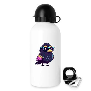 Oiseau Hipster Bleu Solaire - Gourde avec bouchon 500 ml - blanc - Droite