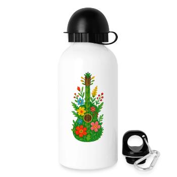 Floral Guitar Aquarell Bloom - Trinkflasche mit Deckel 500 ml - Weiß - Rechts