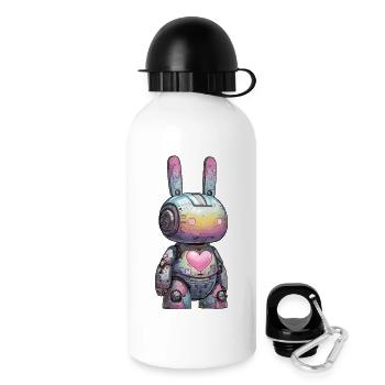 Pastellroboter Herzhart - Trinkflasche mit Deckel 500 ml - Weiß - Rechts