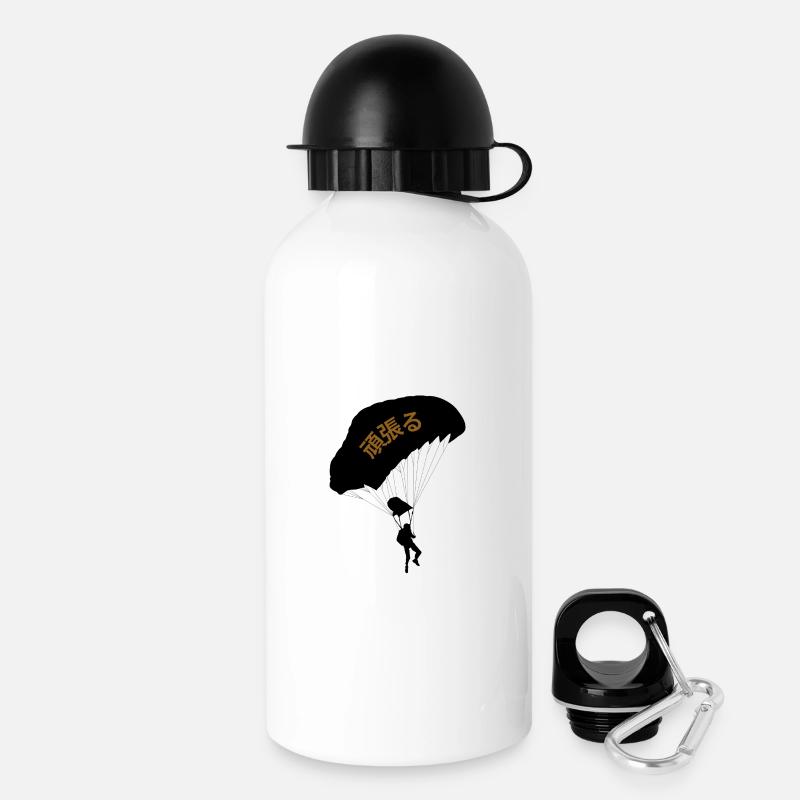 Parapente motivation japonais - Gourde avec bouchon 500 ml - blanc