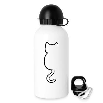Katze Silouette - Trinkflasche mit Deckel 500 ml - Weiß - Rechts