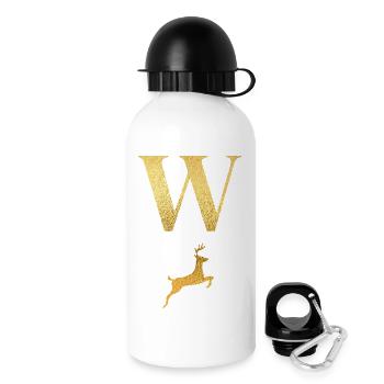 Buchstabe w Goldener Hirsch - Geschenkidee - Trinkflasche mit Deckel 500 ml - Weiß - Rechts