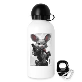Actionhäschen im Lederjacke - Trinkflasche mit Deckel 500 ml - Weiß - Rechts