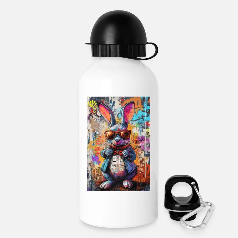 Lunettes de soleil Graffiti Bunny colorées - Gourde avec bouchon 500 ml - blanc