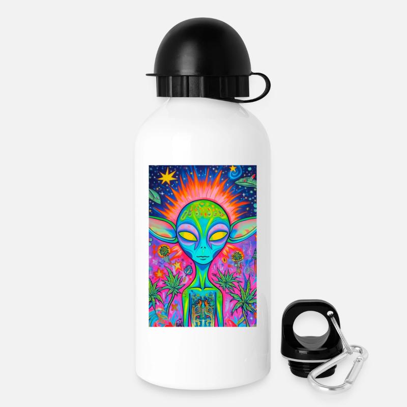 Psychedelic Alien Neon Garden - Drinks Bottle with Lid 500 ml - white