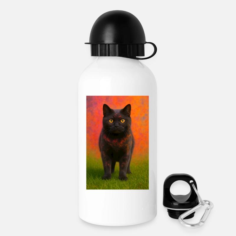 Night cat with color explosion in the background - Drinks Bottle with Lid 500 ml - white