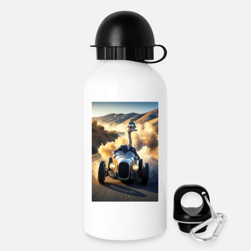 Humanoid Emu Driver On Road - Drinks Bottle with Lid 500 ml - white