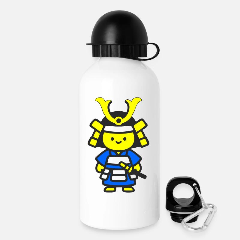 Kawaii Samurai in Blue - Drinks Bottle with Lid 500 ml - white
