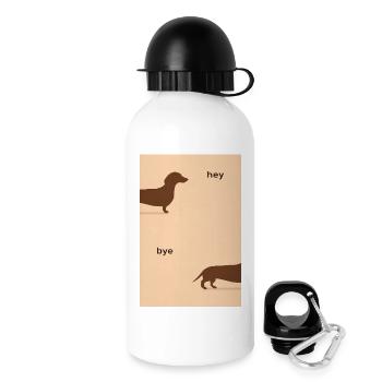 Hey Bye Dackel – Lustiges Hundeposter - Trinkflasche mit Deckel 500 ml - Weiß - Rechts