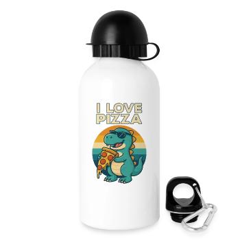 Cool Dino Loves Pizza - Trinkflasche mit Deckel 500 ml - Weiß - Rechts