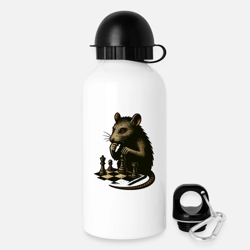 Rat as Chess Master Vintage - Drinks Bottle with Lid 500 ml - white