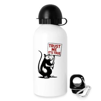 Ratte mit Schild Trust Me It’s True - Trinkflasche mit Deckel 500 ml - Weiß - Rechts