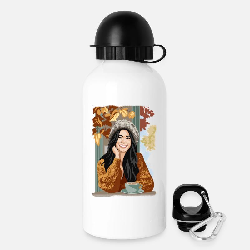 Café d’automne - Gourde avec bouchon 500 ml - blanc