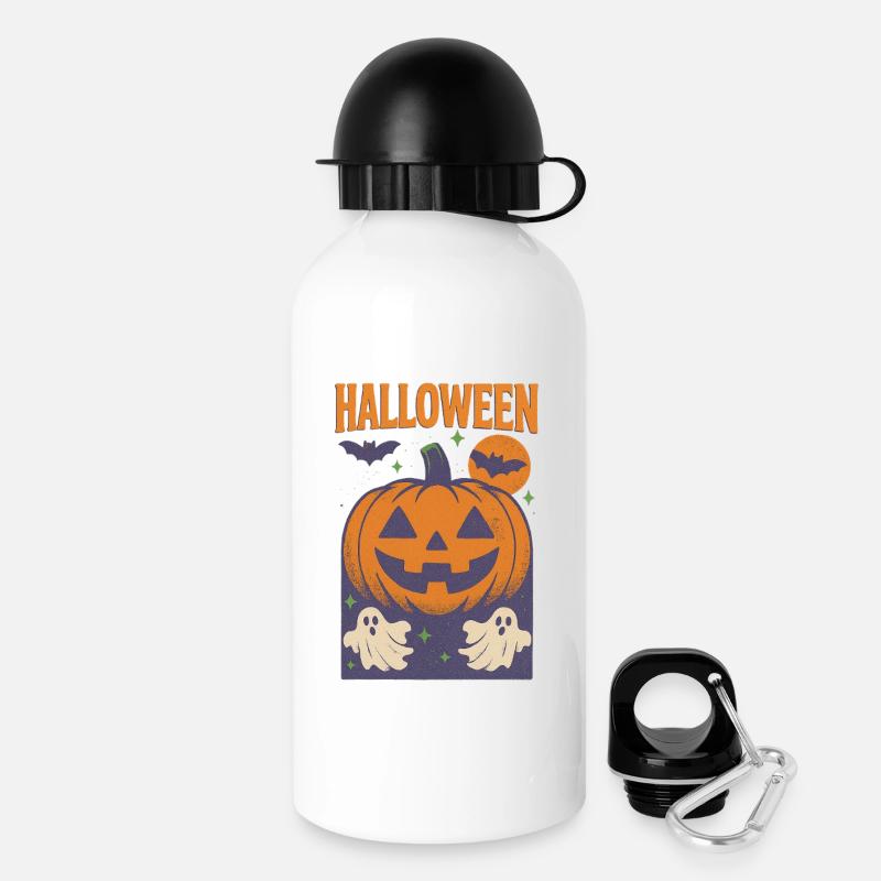 HALLOWEEN GRAIN – Retro Fusion Pumpkin - Drinks Bottle with Lid 500 ml - white