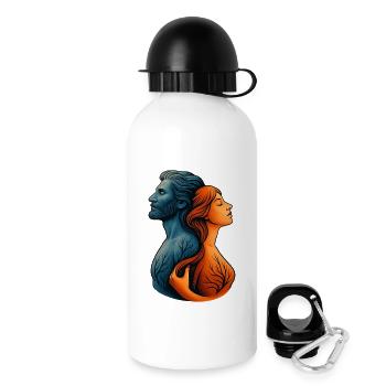 Paar Wasser und Feuer umschlugen mit Baumwurzeln - Trinkflasche mit Deckel 500 ml - Weiß - Rechts