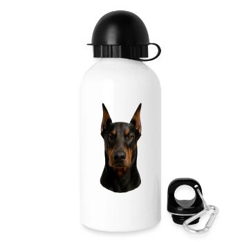 Portrait de tête de doberman - Gourde avec bouchon 500 ml - blanc - Droite