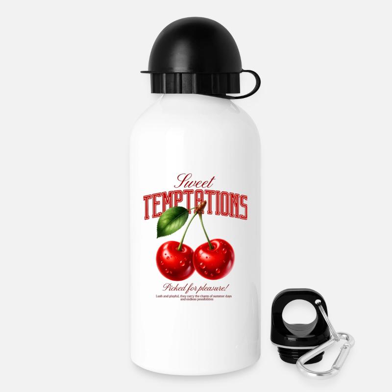 Sweet Temptations Cherries Design - Drinks Bottle with Lid 500 ml - white