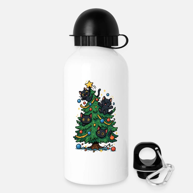 Sapin de Noël avec chats - Gourde avec bouchon 500 ml - blanc