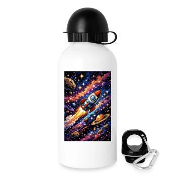 Rocket flight through cosmos - Drinks Bottle with Lid 500 ml - white - Right