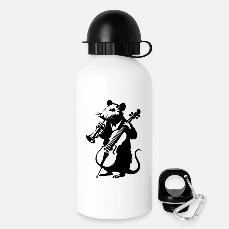 Souris musicale avec violoncelle et clarinette - Gourde avec bouchon 500 ml - blanc