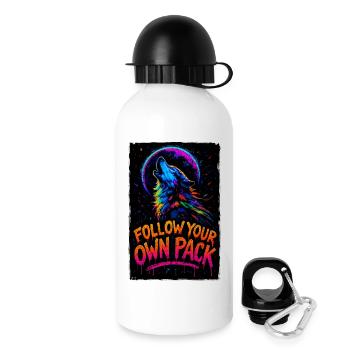Alpha Wolf Multicolor-Design Folgen Sie Ihrem eigenen Rudel - Trinkflasche mit Deckel 500 ml - Weiß - Rechts