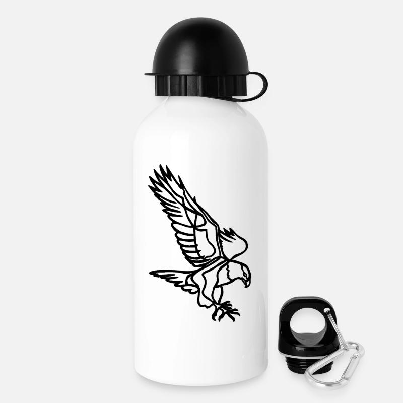 Black Eagle in Flight - Drinks Bottle with Lid 500 ml - white