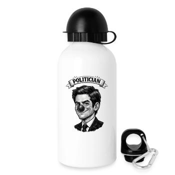 Politiker, Clown, Satirischer Lügner, Schwarz und Weiß - Trinkflasche mit Deckel 500 ml - Weiß - Rechts